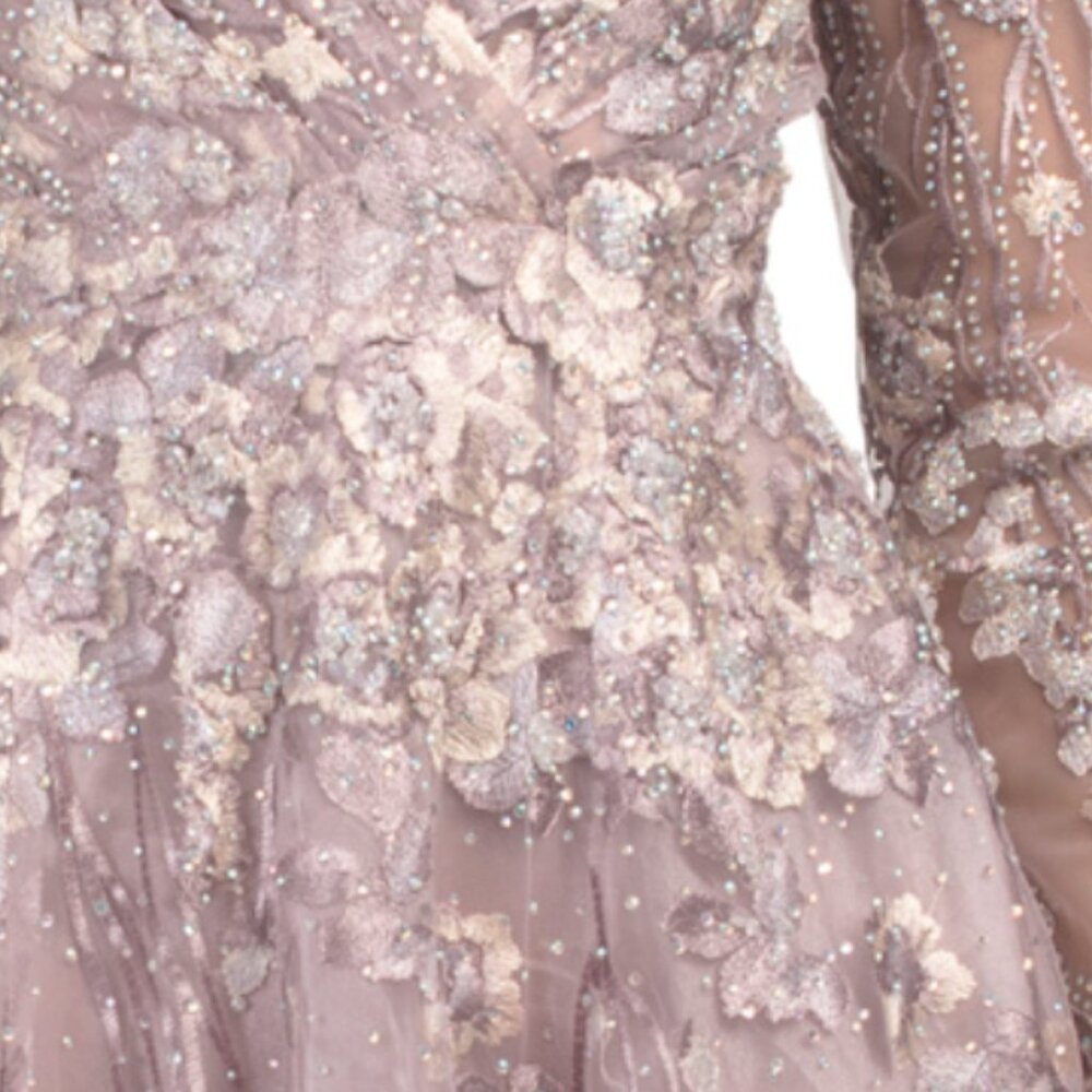 MAC DUGGAL Long Sleeve Floral Embellished Gown - Picture 4 of 4